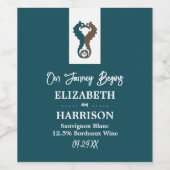 Seahorse Romance, Beach Wedding Wijn Etiket (Enkel label)