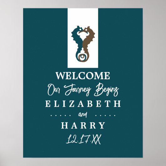 Seahorse Romance, Strand Bruiloft Welkom Poster (Voorkant)