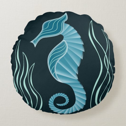 Seahorse Rond Kussen (Voorkant)