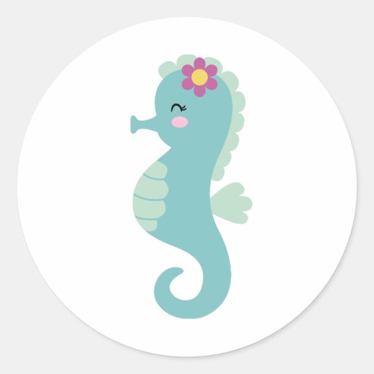 Seahorse Ronde Sticker (Voorkant)