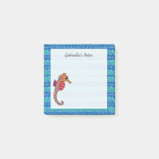 Seahorse roze, Paars & Oranje Aangepast 3 x 3 Post-it® Notes (Voorkant)