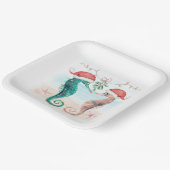 Seahorse Santa Coastal Kerstmis Kiss Beach Papieren Bordje (Gebogen)