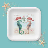 Seahorse Santa Coastal Kerstmis Kiss Beach Papieren Bordje