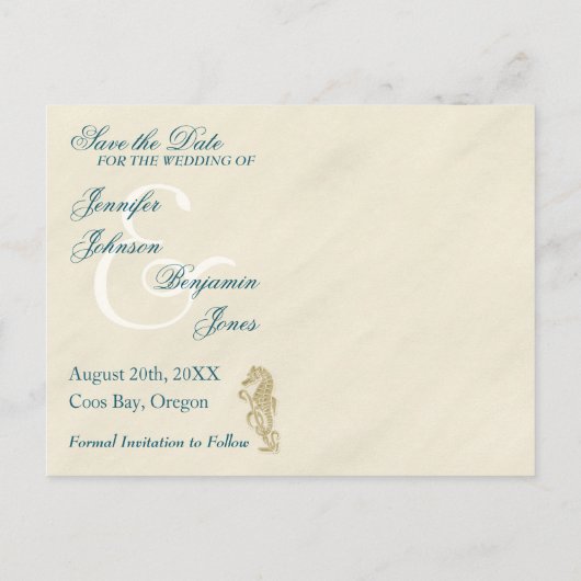 Seahorse Save the Date Briefkaarten (Achterkant)