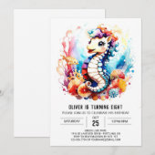 Seahorse Serenade Oceanic Verjaardag Kaart (Voorkant / Achterkant)
