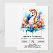 Seahorse Serenade Onderwater Whimsy Verjaardag Kaart (Voorkant / Achterkant)