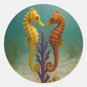 Seahorse Serenade Ronde Sticker