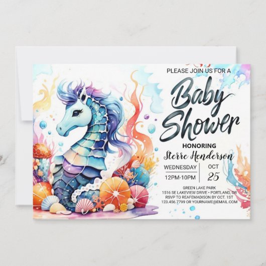 Seahorse Serenity Marine Life Baby shower Kaart (Voorkant)