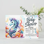 Seahorse Serenity Marine Life Baby shower Kaart (Staand voorkant)