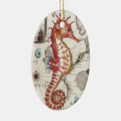 Seahorse Shabby Keramisch Ornament (Rechts)