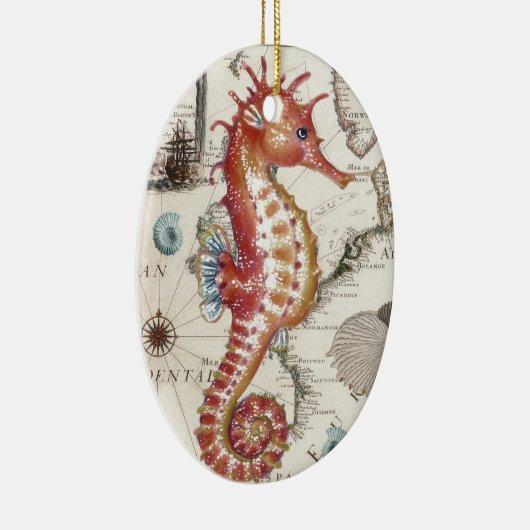 Seahorse Shabby Keramisch Ornament (Rechts)