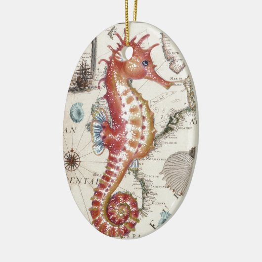 Seahorse Shabby Keramisch Ornament (Links)