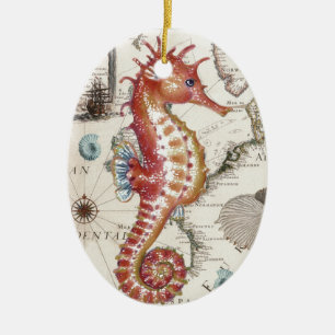 Seahorse Shabby Keramisch Ornament