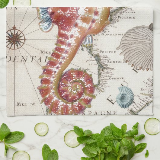 Seahorse Shabby Theedoek (Gevouwen)