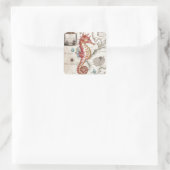 Seahorse Shabby Vierkante Sticker (Tas)