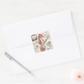 Seahorse Shabby Vierkante Sticker (Envelop)