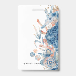 Seahorse shell under the sea baby boy shower  badge