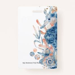 Seahorse shell under the sea baby boy shower  badge