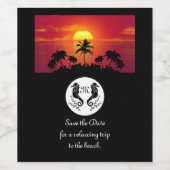 Seahorse Silhouette Monogram Foto Wijn Etiket (Enkel label)