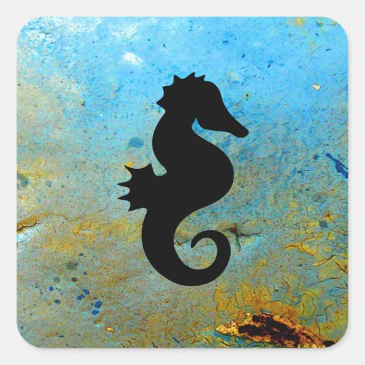Seahorse Silhouette Vierkante Sticker (Voorkant)