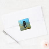 Seahorse Silhouette Vierkante Sticker (Envelop)