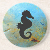 Seahorse Silhouette Zandsteen Onderzetter (Voorkant)