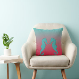 Seahorse silhouettes Eenvoudig waterig strand Kussen