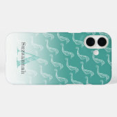 Seahorse Skeleton Pattern Zee Green Monogram Name Case-Mate iPhone Case (Achterkant (horizontaal))