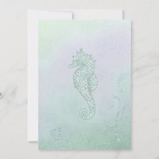 Seahorse Sparkle Wedding Invitation Kaart (Achterkant)