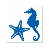 Seahorse & Star Fish Silhouette Zelfinktende Stempel (Design)