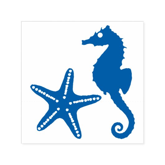 Seahorse & Star Fish Silhouette Zelfinktende Stempel (Design)