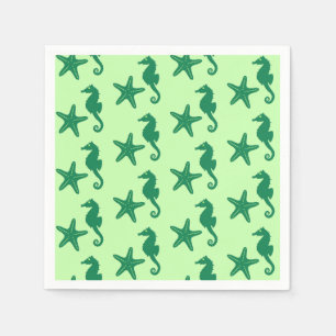 Seahorse & starfish - limoen en smaragdgroen servetten