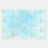 Seahorse Starfish Shells Peach Aqua Ocean Inpakpapier Vel (Voorkant 3)
