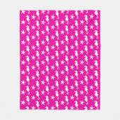 Seahorse & starfish - white on fuchsia roze fleece deken (Voorkant)