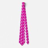 Seahorse & starfish - white on fuchsia roze stropdas (Voorkant)