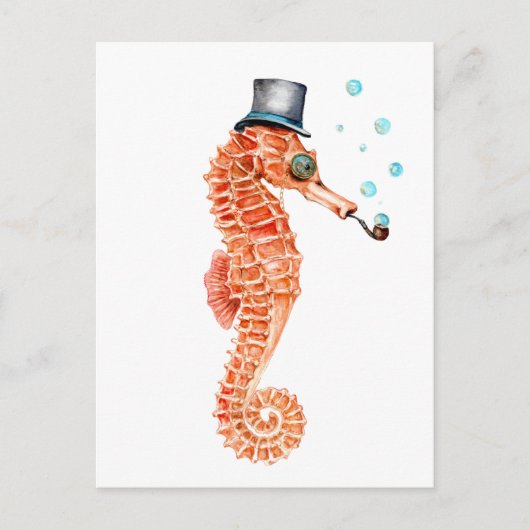 Seahorse Steampunk Briefkaart (Voorkant)