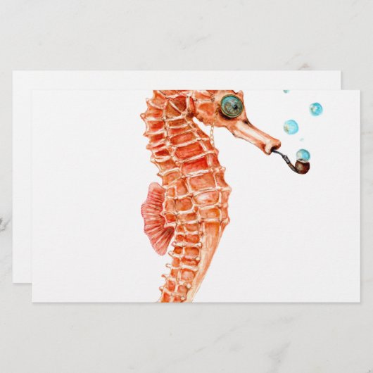 Seahorse Steampunk Briefpapier (Voorkant / Achterkant)