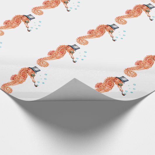 Seahorse Steampunk Cadeaupapier (Hoek)