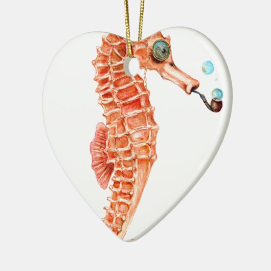Seahorse Steampunk Keramisch Ornament (Links)