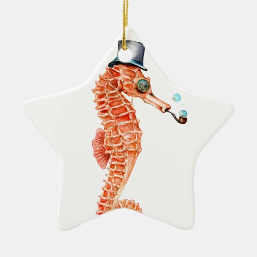 Seahorse Steampunk Keramisch Ornament (Voorkant)