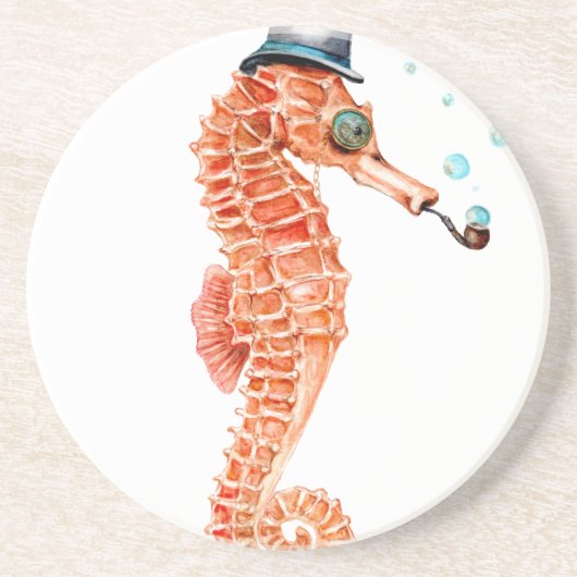 Seahorse Steampunk Zandsteen Onderzetter (Voorkant)