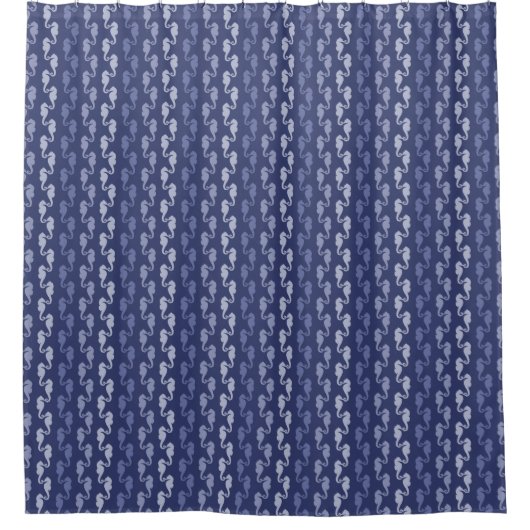 Seahorse Stripes Indigo Shower Curtain Douchegordijn (Voorkant)