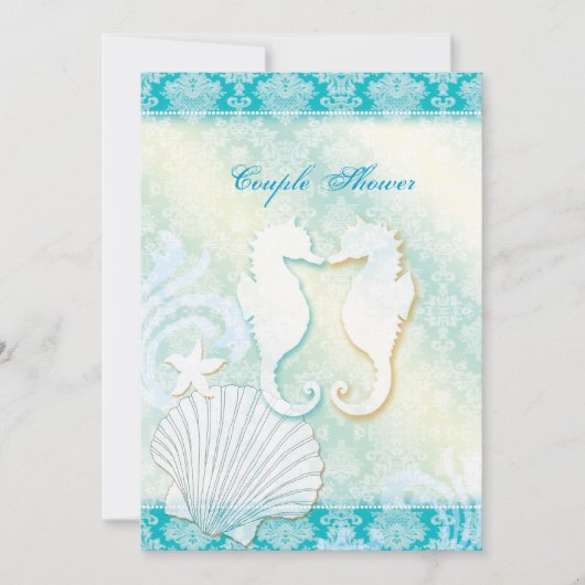 Seahorse Summer Beach Wedding Couples Shower Kaart (Voorkant)