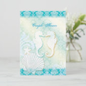 Seahorse Summer Beach Wedding Couples Shower Kaart (Staand voorkant)