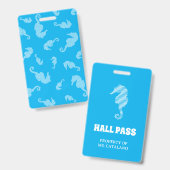 Seahorse Teacher Hall Pass Badge (Voor- en achterkant)