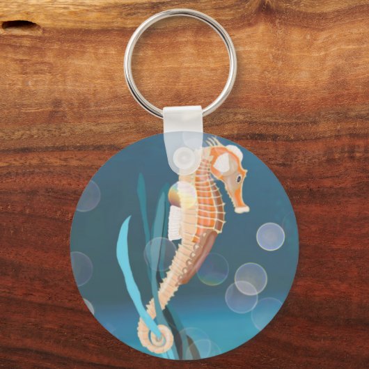 Seahorse tethered on Seaweed Sleutelhanger (Voorkant)