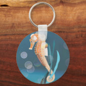 Seahorse tethered on Seaweed Sleutelhanger (Achterkant)