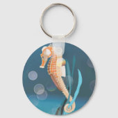 Seahorse tethered on Seaweed Sleutelhanger (Achterkant)