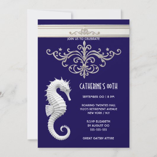 Seahorse thema zomer strand verjaardag marine wit kaart (Voorkant)