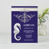 Seahorse thema zomer strand verjaardag marine wit kaart (Staand voorkant)